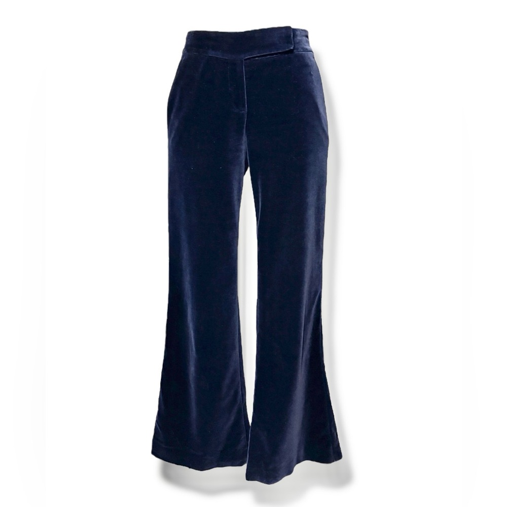 THEORY x SCOOP Low Rise Blue Velvet Flat Front Flare Trousers RARE Y2K
